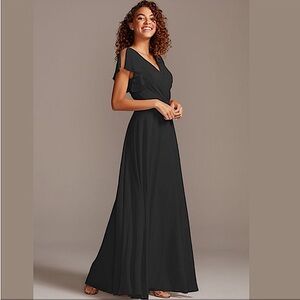 David's Bridal Celebrate Black Daydream Flutter Sleeve Dress Size 8